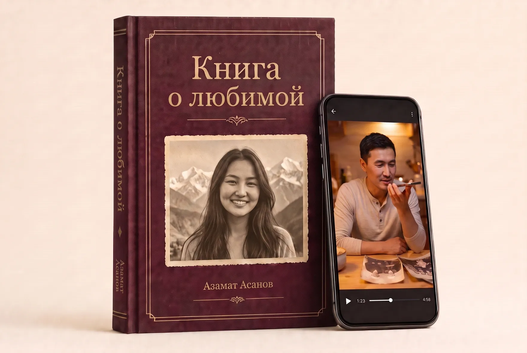 Үй-бүлөлүк сүрөтү, аңгемеси жана QR-коду бар ачык китеп