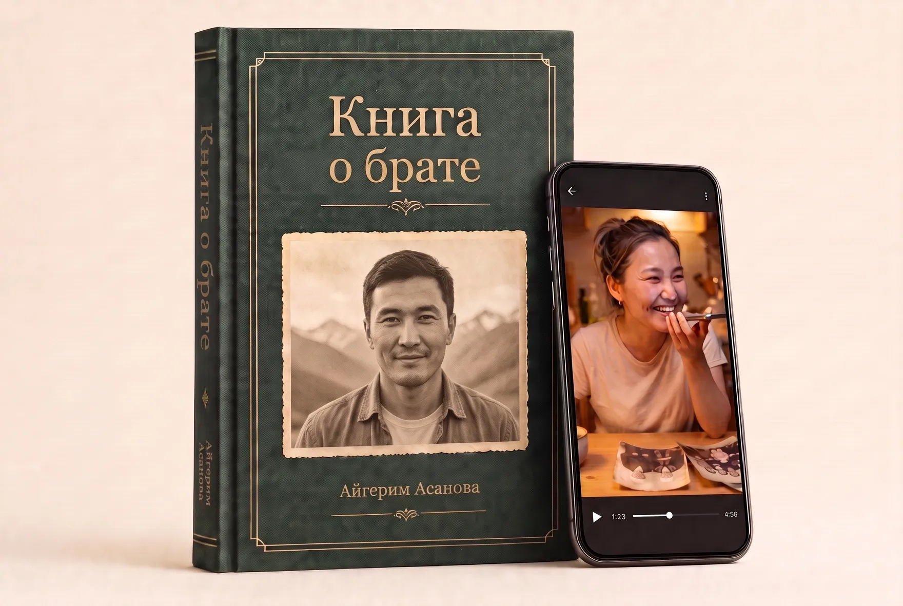 Үй-бүлөлүк сүрөтү, аңгемеси жана QR-коду бар ачык китеп