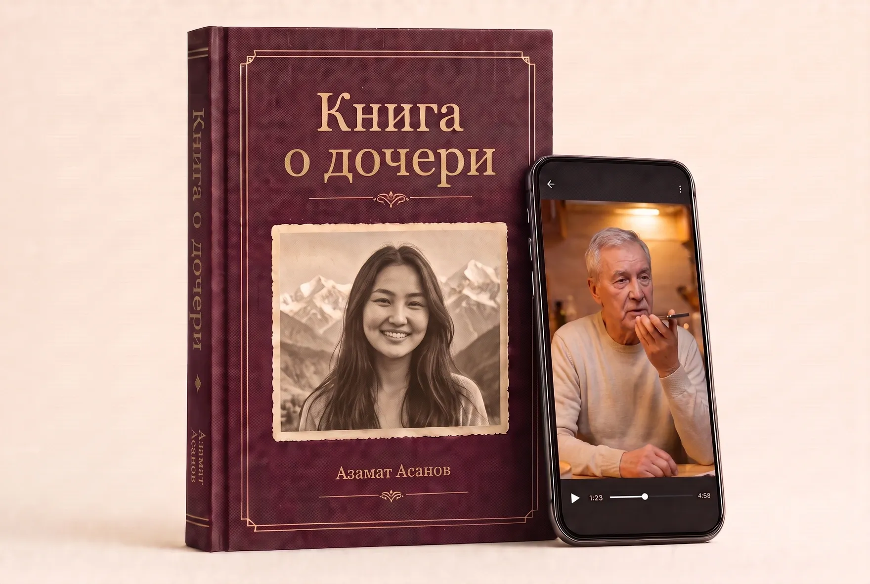 Үй-бүлөлүк сүрөтү, аңгемеси жана QR-коду бар ачык китеп