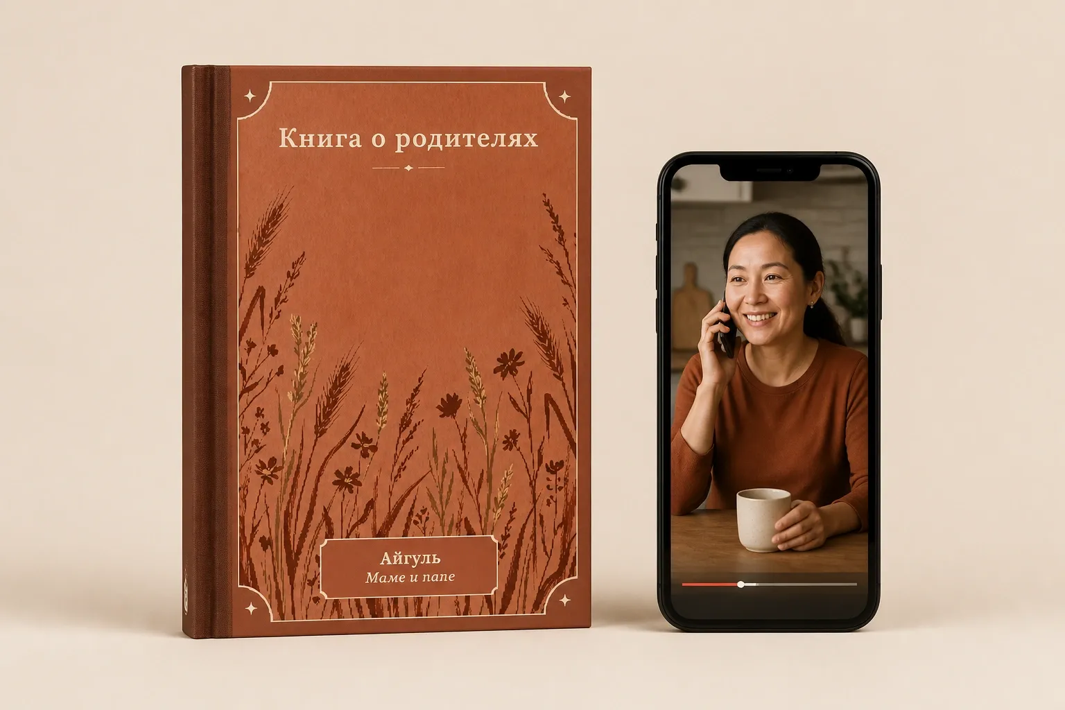 Үй-бүлөлүк сүрөтү, аңгемеси жана QR-коду бар ачык китеп